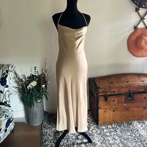 Show Me Your MuMu Tuscany Maxi Slip Dress | Champagne Beige | Size L